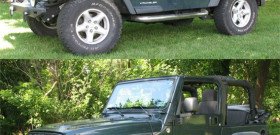 На фото - Jeep Wrangler до и после установки комплекта проставок для увеличения клиренса, jeepfan.com