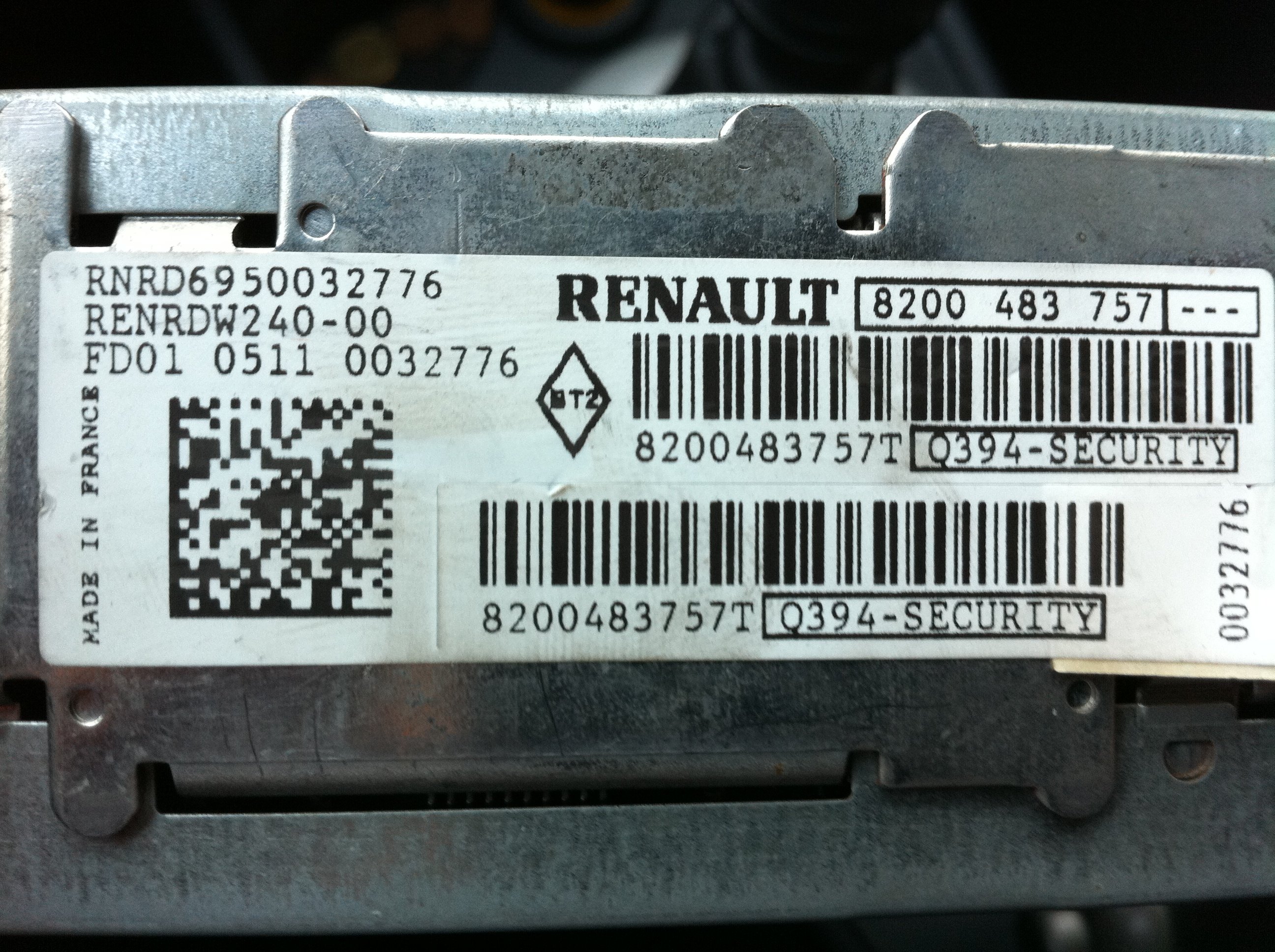 Renault код магнитолы 0013