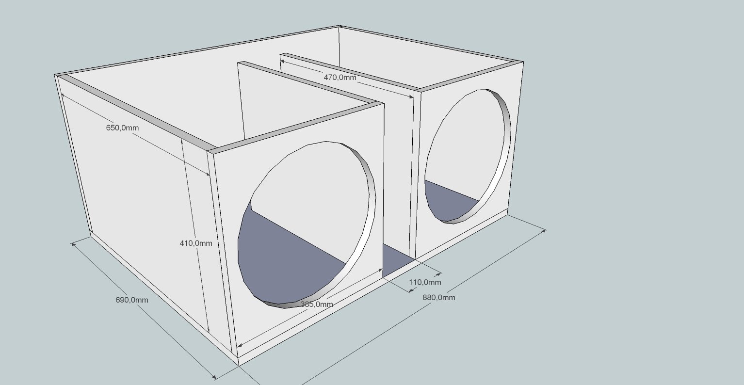Чертеж короба под 2 12 сабвуфера